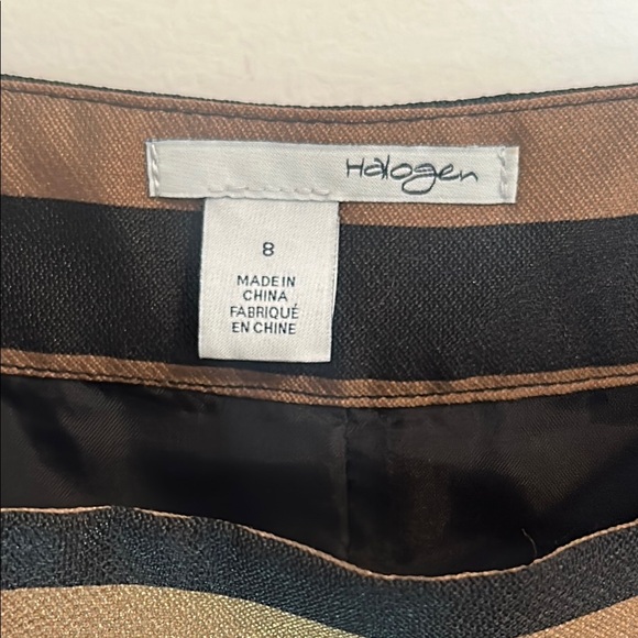 Halogen Pleated A-Line Skirt with Black and Golden Brown Stripes - Picture 2 of 6